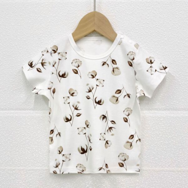 6M-6Y Short Sleeve Floral Plant Print T-Shirt Wholesale Kids Boutique Clothing KJV492660