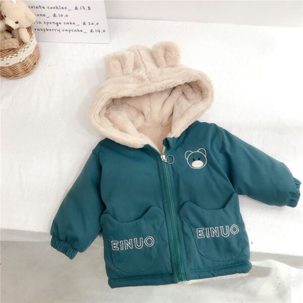 9M-4Y Toddler Boy Long-Sleeved Cartoon Bear Print Zipper Hooded Jacket Wholesale Clothing For Boys KCV591540