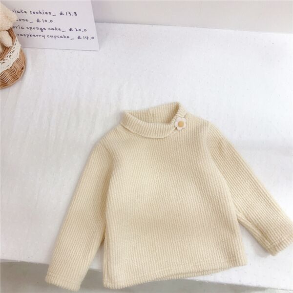 18M-6Y Toddler Girl Long Sleeve Solid Color Ribbed Turtleneck Knit Top Fashion Girl Wholesale KTV591545
