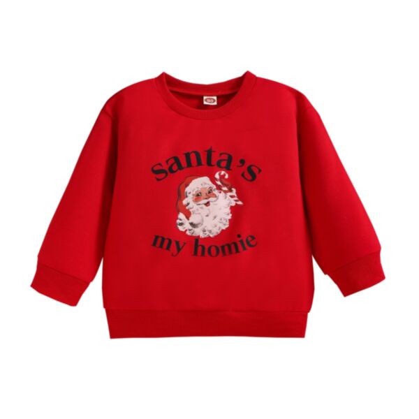 18M-6Y Toddler Girl & Boy Christmas Cartoon Santa Claus Letter Print Long Sleeve Round Neck Tops Wholesale Toddler Clothing KTV591538