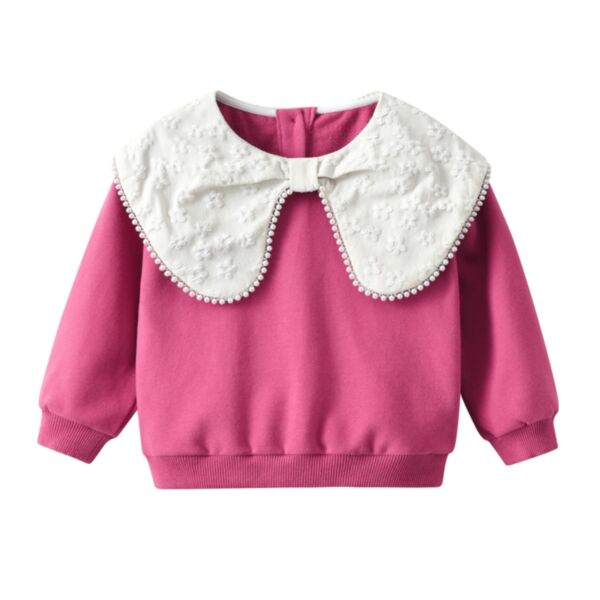 9M-6Y Toddler Girl Long Sleeve Floral Embroidered Bow Square Neck Top Wholesale Little Girl Clothing KTV591449