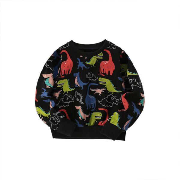 18M-7Y Toddler Boy Long-Sleeved Cartoon Dinosaur Print Round Neck Top Wholesale Boys Clothing KTV591499
