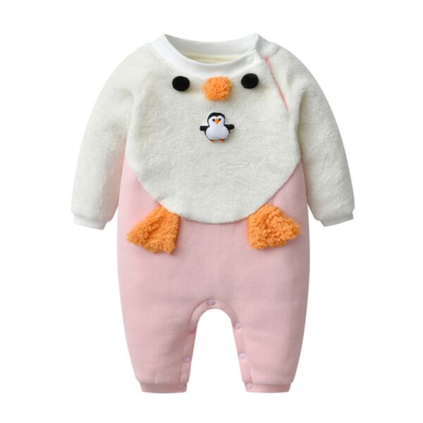 0-18M Penguin Print Fleece Long Sleeve Jumpsuit Baby Wholesale Clothing KKHQV492666