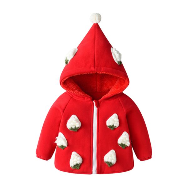 3-24M Zipper Strawberry Print Cute Coat With Hat Baby Wholesale Clothing KKHQV492668