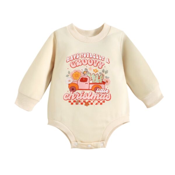 0-18M Baby Onesies Christmas Cartoon Truck Letter Print Long-Sleeved Bodysuit Wholesale Baby Clothes Suppliers KJV591547