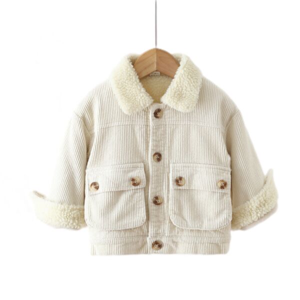 9M-4Y Corduroy Fleece Button Solid Color Coat Jacket Wholesale Kids Boutique Clothing KKHQV492701