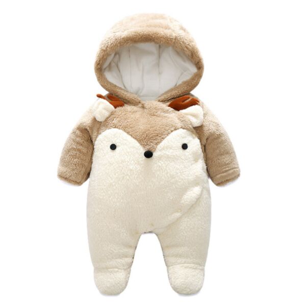 0-18M Plush Fleece Thicken Deer Rabbit Warm Jumpsuit Baby Wholesale ClothingKKHQV492698