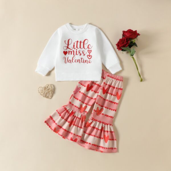 9M-4Y Letter Print Pullover And Plaid Flares Pants Set Two Pieces Wholesale Kids Boutique Clothing KSV492730