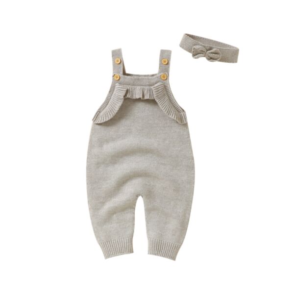 0-18M Unisex Baby Solid Color Knitted Ruffled Suspender Jumpsuit Wholesale Baby Boutique Clothing KCLV385117894