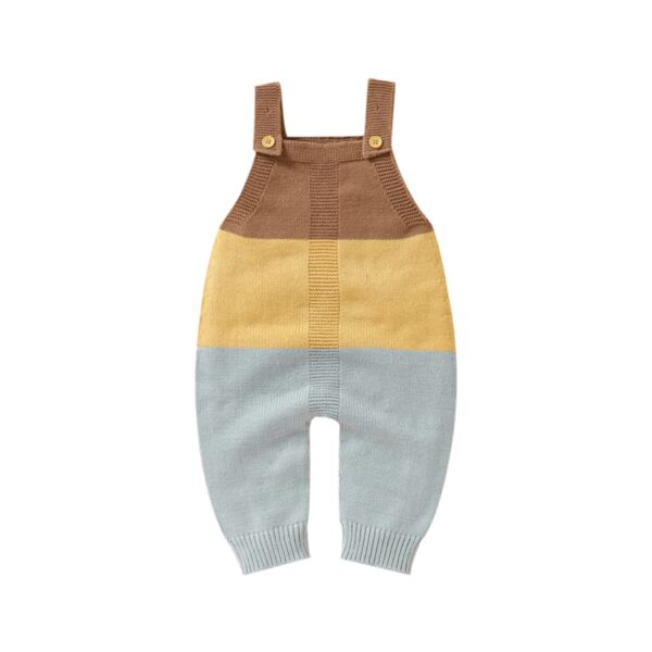 0-18M Unisex Baby Color Blocking Knitted Suspender Jumpsuit Wholesale Baby Boutique Clothing KCLV385117893