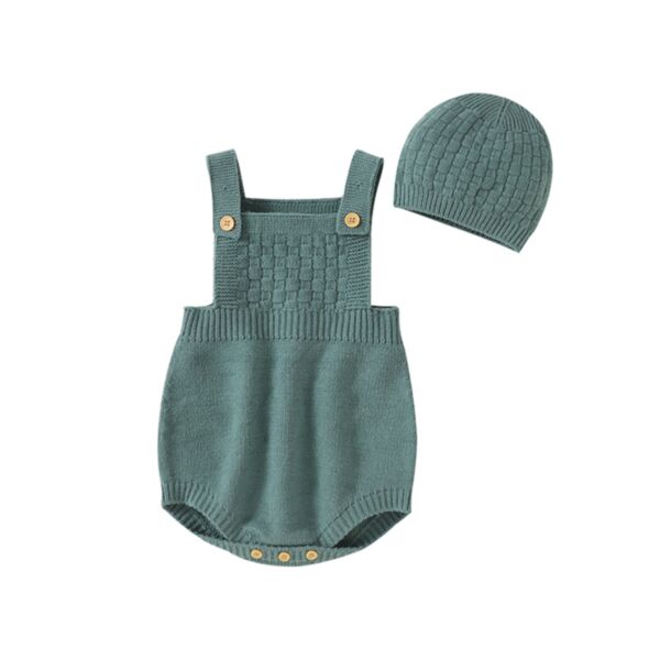 0-18M Unisex Baby Pure Color Knitted Suspender Bodysuit & Hats Wholesale Baby Clothes KCLV385117891