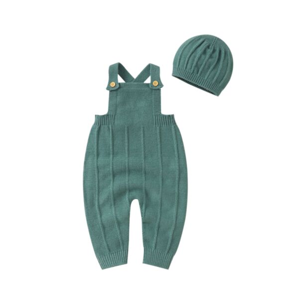 0-18M Baby Girls Boys Solid Knitted Suspender Jumpsuit & Hats Wholesale Baby Clothes Suppliers KCLV385117883