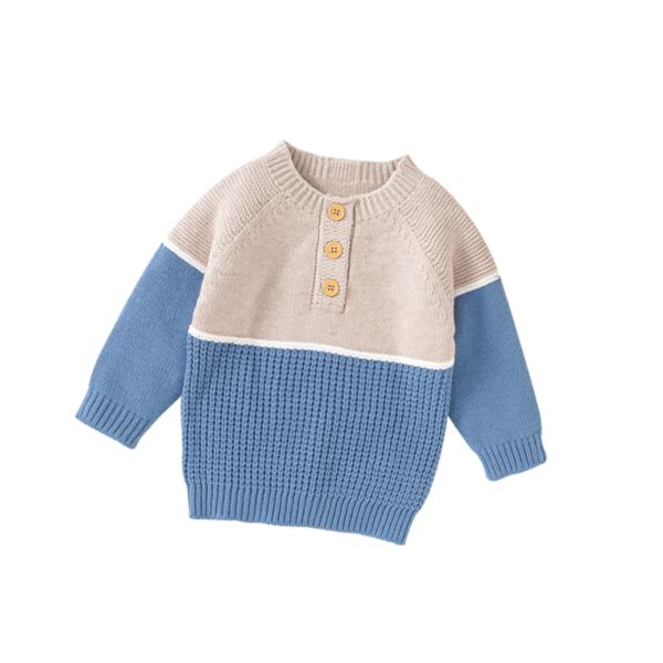 6M-3Y Baby Knitted Hit Color Three Button Sweater Wholesale Baby Boutique Clothing KCLV385117882