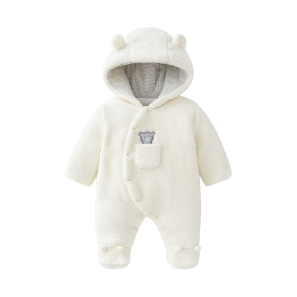 0-18M Baby Onesies Long-Sleeved Cartoon Bear Print Diagonal Button Jumpsuit Wholesale Baby Clothing KJV591523
