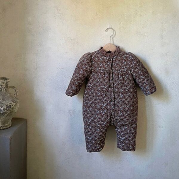 0-18M Floral Print Button Cotton Padded Warm Jumpsuit Baby Wholesale Clothing KKHQV492682