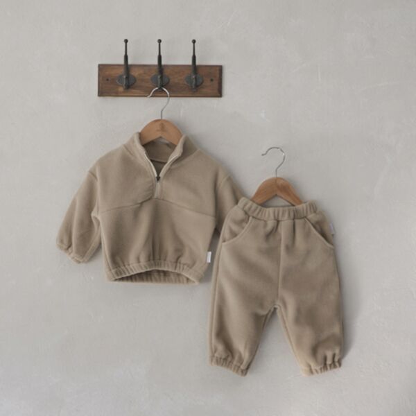 3-18M Solid Color Zipper Tops And Pants Set Two Pieces Baby Wholesale Clothing KKHQV492680