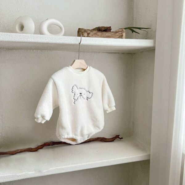 3-18M Plush Fleece Line Animal Print Long Sleeve Romper Baby Wholesale Clothing KJV492679