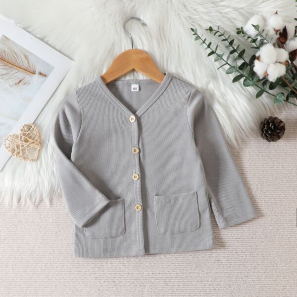 9M-4Y Toddler Girls Boys V-Neck Ribbed Jackets Wholesale Toddler Boutique Clothing KCV388118