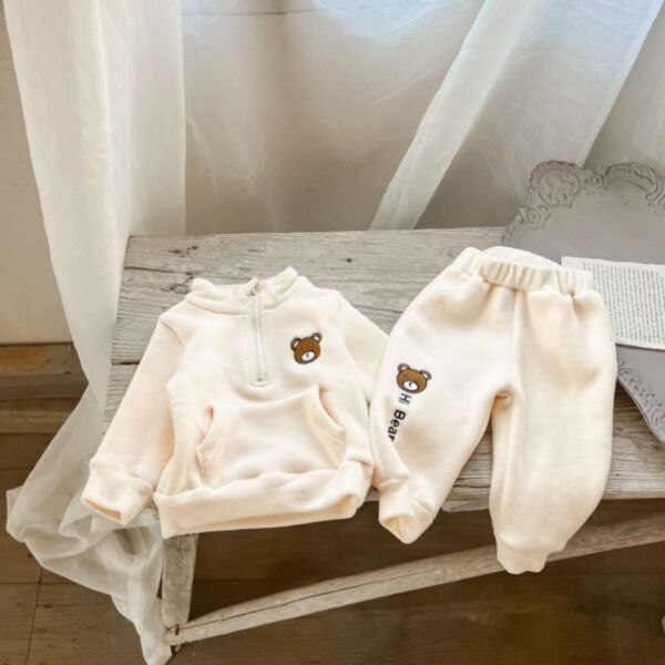 3-24M Baby Clothes Sets Bear Half-Zip Sweatshirts & Pants Wholesale Baby Clothing KSV387971