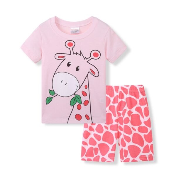 18M-6Y Toddler Girls Summer Short Sleeve Sets Cartoon Cute Animal Homewear Wholesale Girls Clothes KSV388068