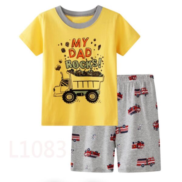 18M-6Y Toddler Boys Summer Short-Sleeved Sets Cartoon Car Boat Home Clothes Wholesale Boys Clothes KSV388066