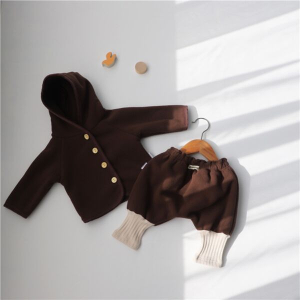 0-12M Corduroy Fleece Button Tops And Pants Set Two Pieces Baby Wholesale Clothing KKHQV492690