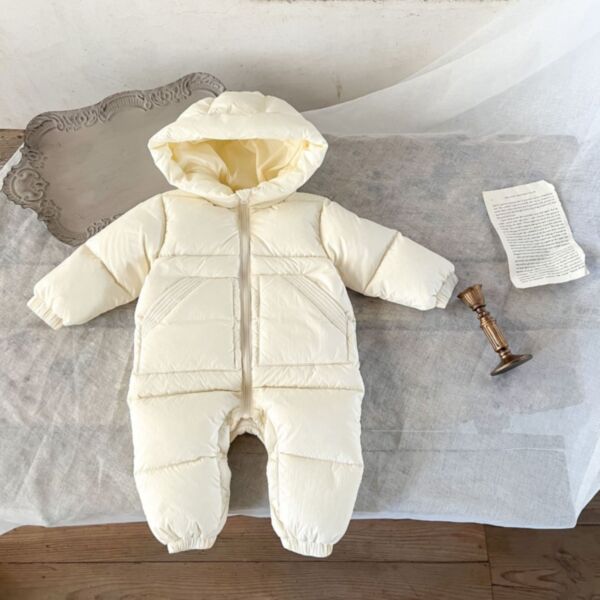 3-12M Eider Warm Solid Color Zipper Coat Jumpsuit Baby Wholesale Clothing KKHQV492742