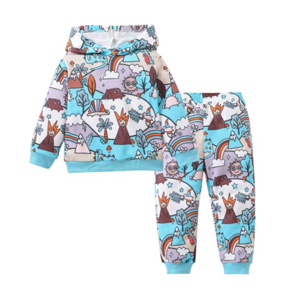  18M-6Y Toddler Boy Sets Long-Sleeved Digital Cartoon Print Hooded Top And Pants Wholesale Boys Clothing KSV591471