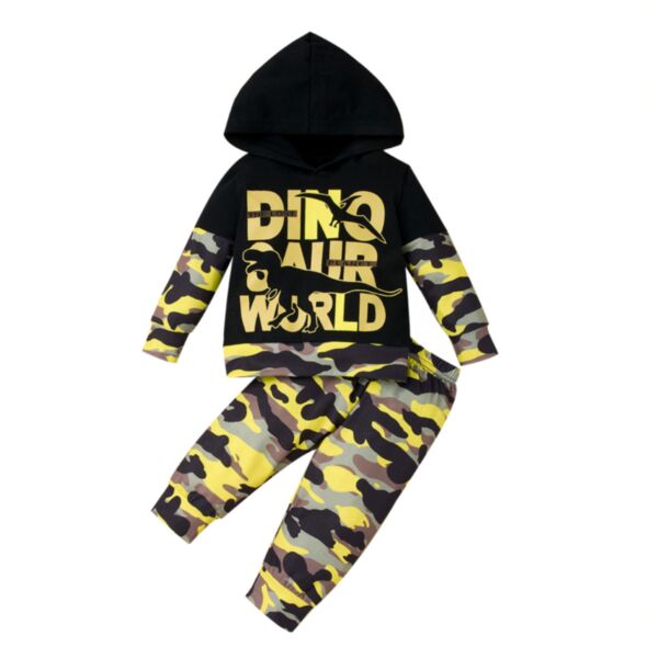 0-18M Baby Sets Letter Print Camouflage Patchwork Long Sleeve Hooded Top And Pants Wholesale Baby Clothing KSV591460