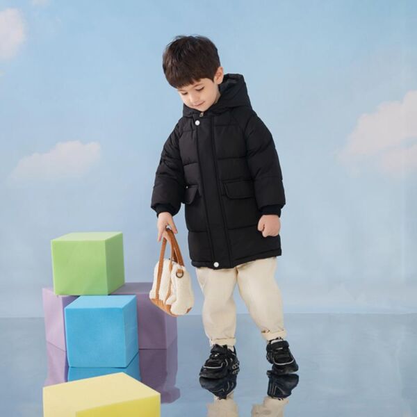 2-7Y Long Style Cotton Padded Eider Fleece Zipper Coat Jacket Wholesale Kids Boutique Clothing KKHQV492751