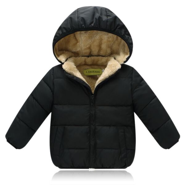 18M-6Y Plush Fleece Solid Color Zipper Eider Coat Jacket Wholesale Kids Boutique Clothing