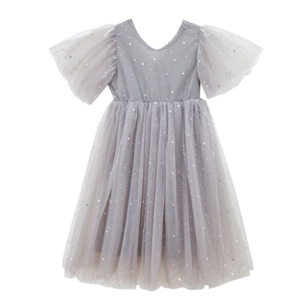 3-8Y Big Kids Girls Sequins Star Mesh Dresses For Kids Wholesale Clothing KDV388087