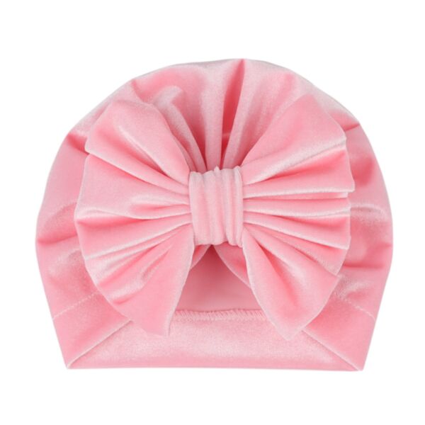 MOQ 3PCS Solid Color Leopard Print Velvet Bow Baby Turban Hat Baby Accessories Wholesale KHV388174