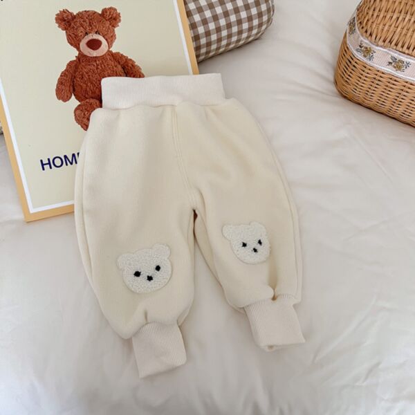 3-18M Thicken Ear Print Solid Color Pants Trousers Baby Wholesale Clothing KKHQV492771