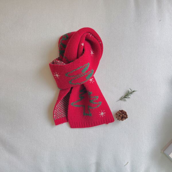 Christmas Snow Tree Print Knitwear Scarf Kid Wholesale Accessories KAV492542