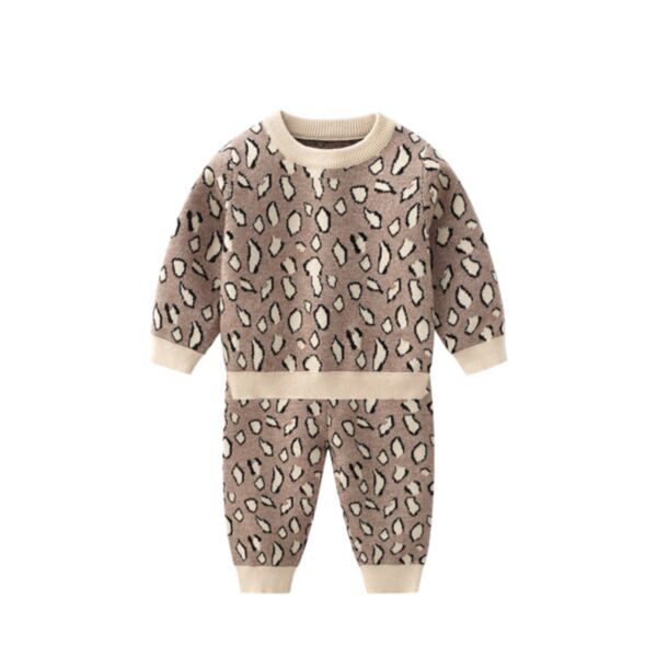 3-24M Baby Boy Sets Long Sleeve Leopard Print Round Neck Top And Pants Wholesale Baby Clothing KSV591485