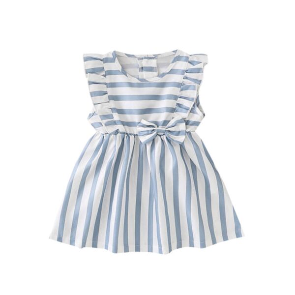 3-24M Baby Girl Bow Tie Striped Ruffle Sleeveless Dress Bulk Baby Clothes Wholesale KDV591609