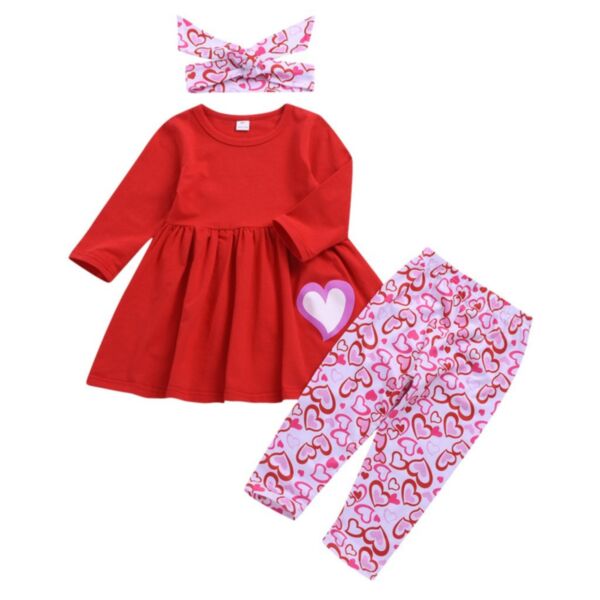 3-24M Baby Girl Sets Valentine'S Day Heart Print Long Sleeve Top And Pants And Headband Wholesale Baby Clothes Suppliers KSV591594