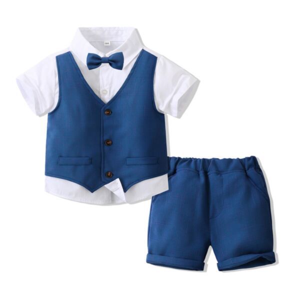 9M-4Y Toddler Boys Suit Sets 3pcs Solid Color Shirts & Vest & Shorts Wholesale Boy Clothing KSV388180