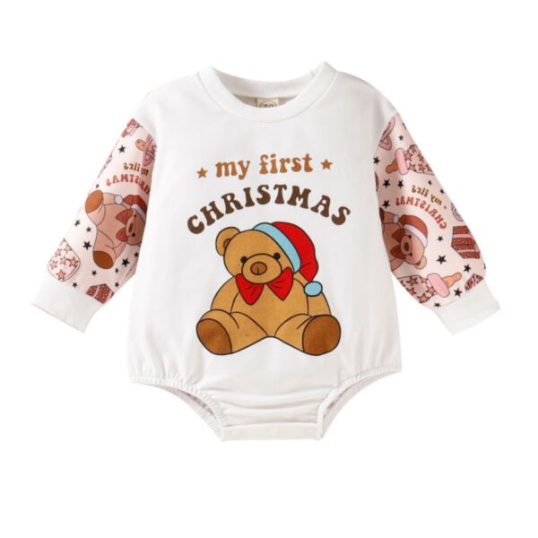 3-24M Baby My 1st Christmas Bear Print Bodysuit Wholesale Baby Clothing KJV388272