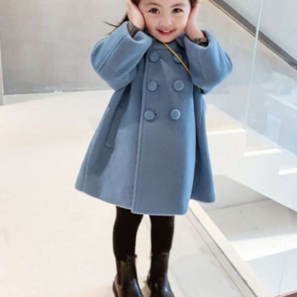 18M-7Y Toddler Girls Cotton Thickened Double Breasted Wool Coat Wholesale Girls Clothes KCV388162