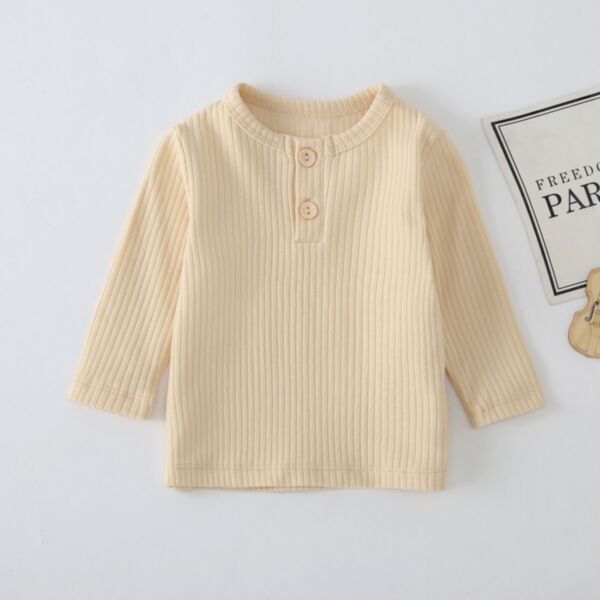 3-24M Baby Girls Solid Color Two Buckle Long Sleeve Tops Wholesale Girls Fashion Clothes KJV388311