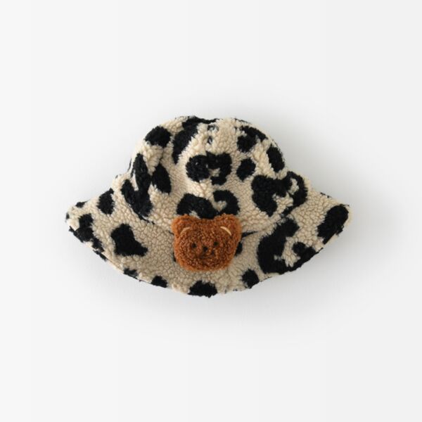 Leopard Fleece Bear Print Bucket Hat Kid Wholesale Accessories KHV492923