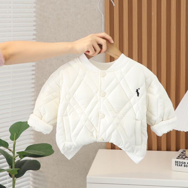 18M-6Y Cotton Padded Button Texture Coat Jacket Wholesale Kids Boutique Clothing KCV492828
