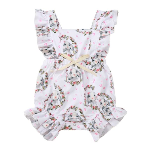 3-18M Easter Bunny Flower Print Baby Bodysuit Wholesale Baby Boutique Clothing KJV388396-Sale

