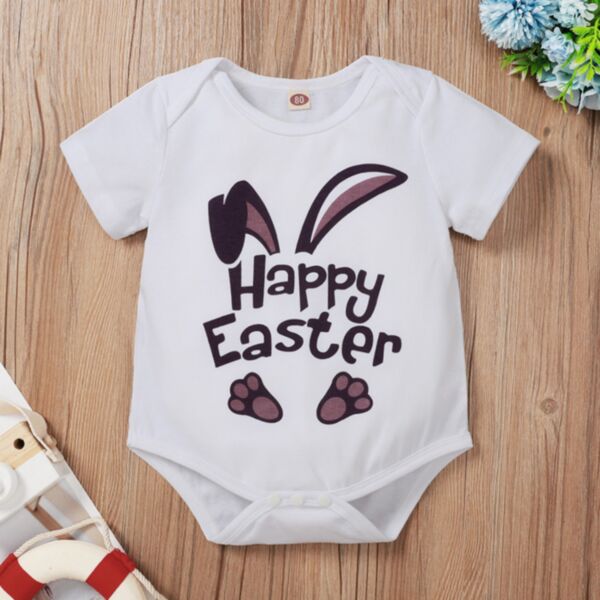 0-18M Baby Easter Bunny Alphabet Print Bodysuit Wholesale Baby Clothes Suppliers KJV388394-Sale


