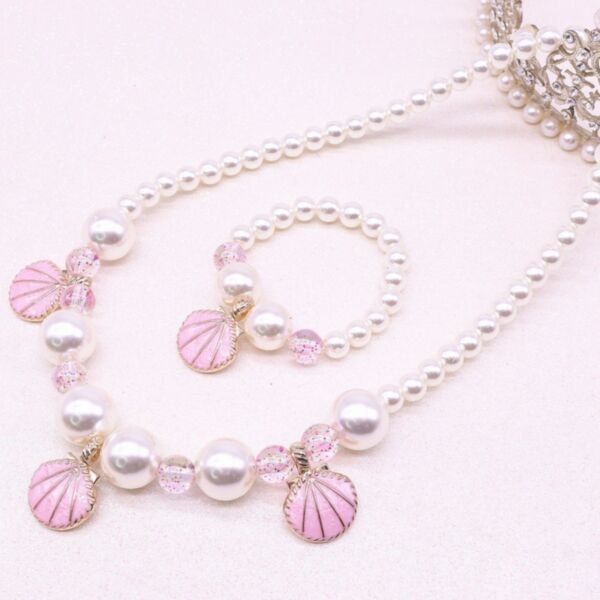 Girls Shell Imitation Pearl Necklace Bracelet 2pcs Wholesale Kids Accessories KJEV388337