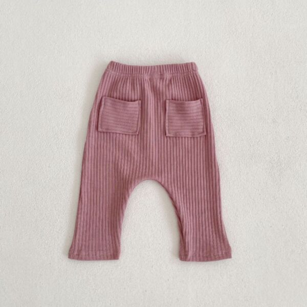0-18M Baby Solid Color Ribbed Pockets Decor Trousers Wholesale Baby Clothes Suppliers KPV388408