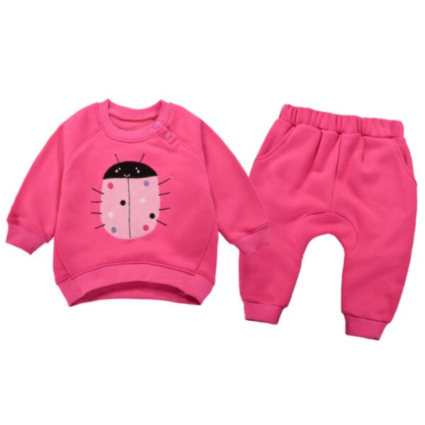 9M-3Y Ladybug Print Fleece Pullover And Trousers Set Baby Wholesale Clothing KSV492941