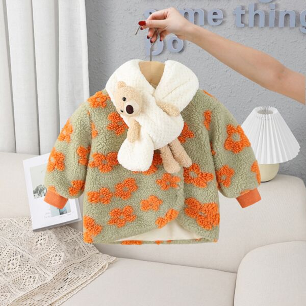 6M-3Y Cotton Padded Zipper Long Sleeve Floral Wide Collar Dress Coat Baby Wholesale Clothing KCV492971